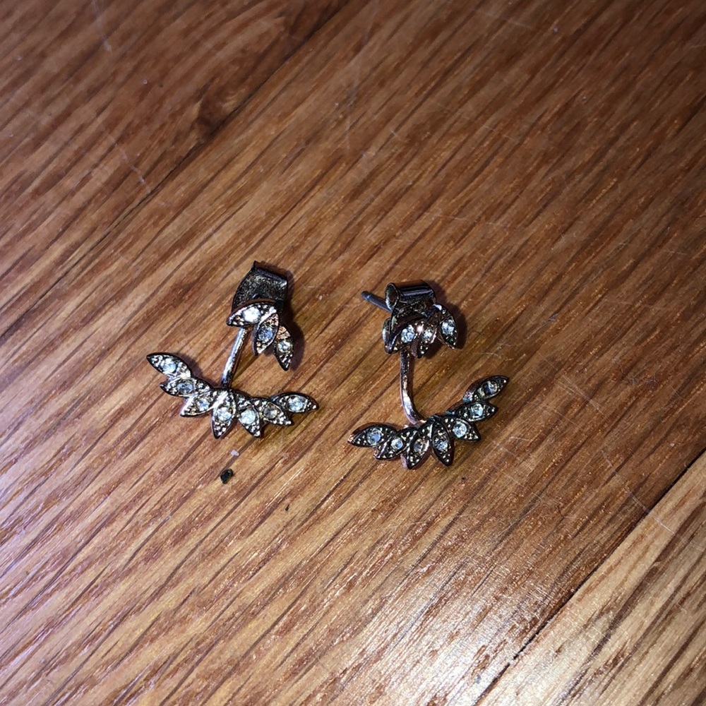 Jacket earrings with rhinestones